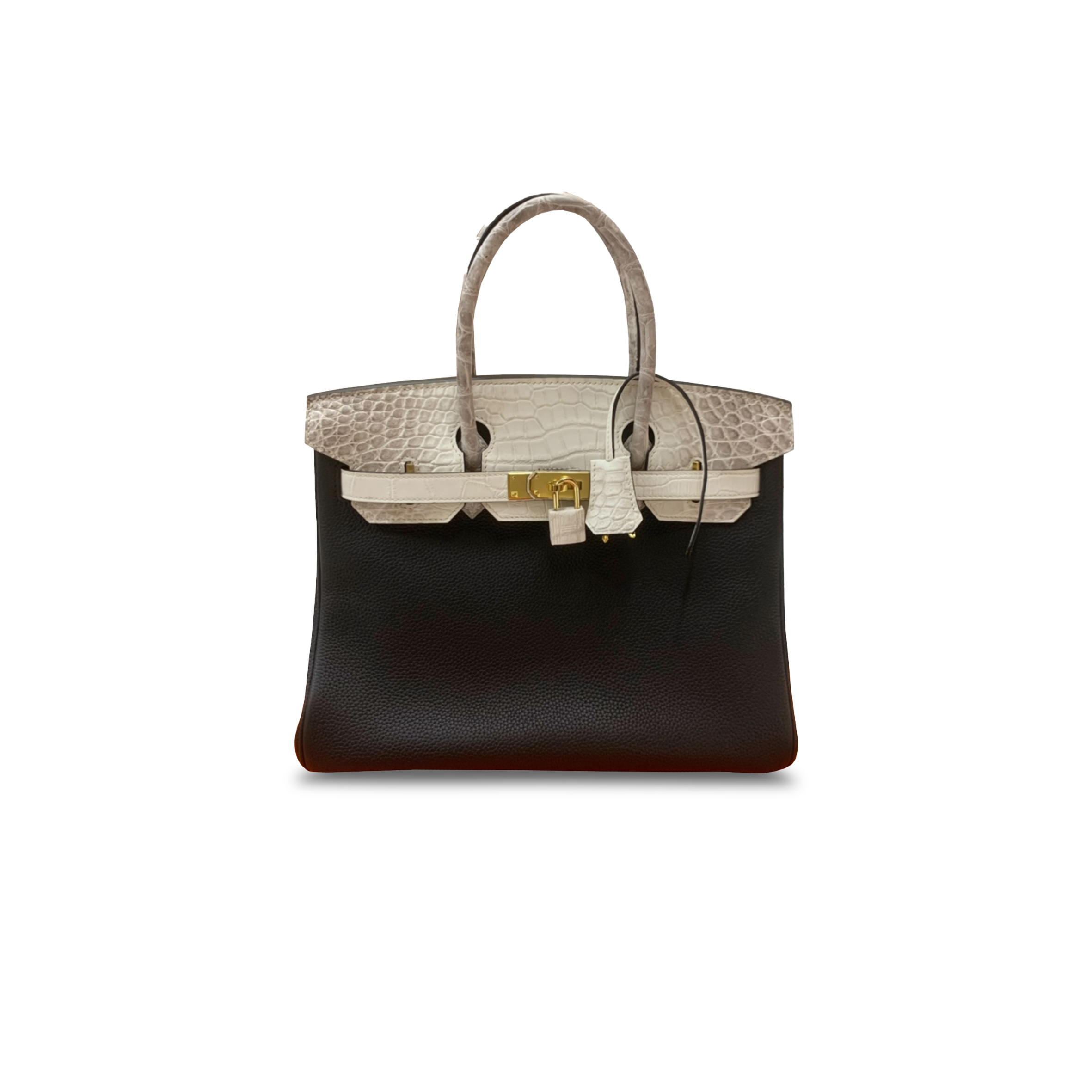 HERMÈS MASTER BIRKIN 30 HIMALAYAN LEATHER AND TOGO MILKSHAKE BLACK GOLD BUCKLE H076235CKV3 (30*22*16cm)